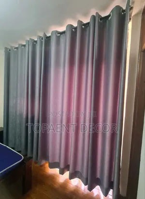 Soft Plain Grey Fabric Wall To Wall Curtains