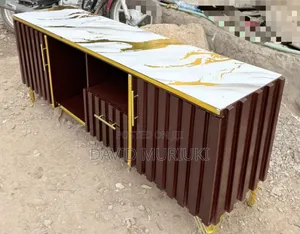 Executive Chocolate Tv Stand With Marble Sheet Top