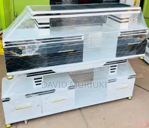 Executive Tv Stand With Marble Coating and Light