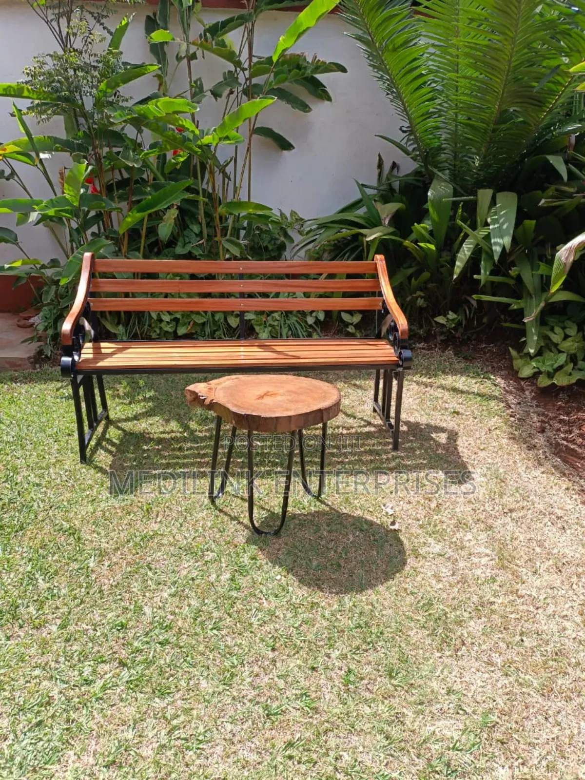 5ft Mahogany Metallic Outdoor Bench