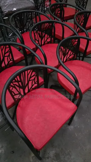 Red Metal Low-Back Bar Chair.