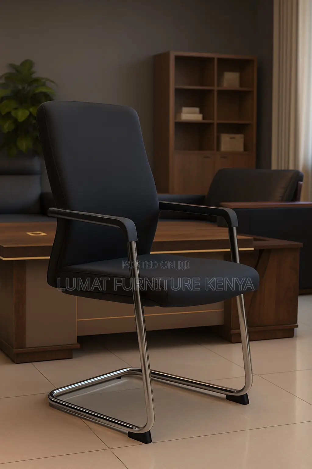 Leather Back Support Visitors Seat