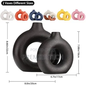*Porcelain Ceramic 2in1 Elegant Decor Donut Flower Vases