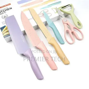 Macaroon Colourful Straw Six Piece Knife Set