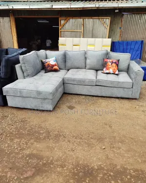 Grey L-Shaped Sectional Sofa 5-Seater