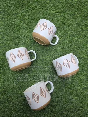 450 Ml 6 PCS Hand Printed Porcelain Ceramic Mugs 