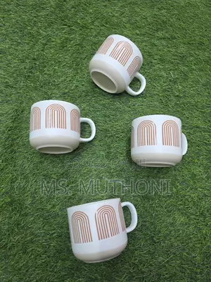 450 Ml 6 PCS Hand Printed Porcelain Ceramic Mugs 