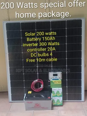 Simple 200w Full Kit - 150ah Battery - 300w Inverter Package