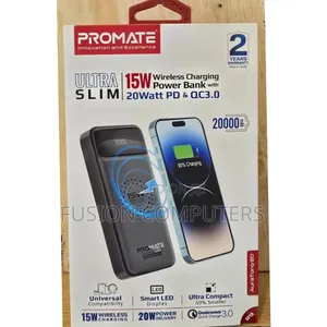 Promate Auratank-20 10w Qi Fast Wireless Power Bank, 20000mah