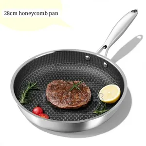 *28cm Non-Stick Honeycomb Stainless Steel Frying Pan, 10 Inch