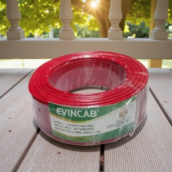 Elvin Flame Retardant 2.5mm 90m Long Red Single Core Indoor Cable