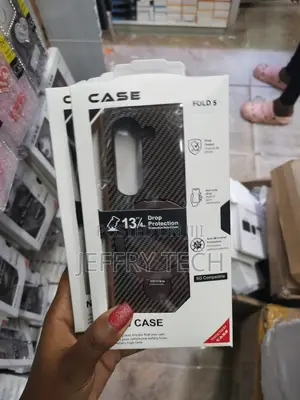 Nikago Magnetic Samsung Galaxy Z Fold 5 Carbon Fiber Case With Stand