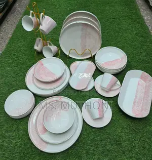 39 Pieces Dinnerware Set With a Pink and White Gradient Color