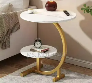 Nordic Luxury Double Layer Side Table With a White Marble-Look Top