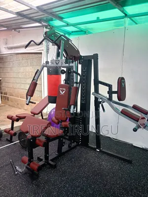 4 Station Machine With a Bench and a Punching Bag