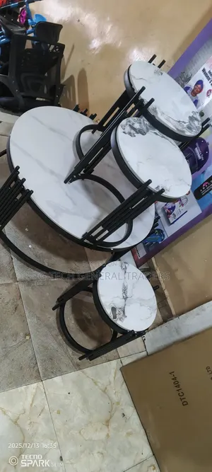 Pure Marble Table 4in1 White With Black Legs