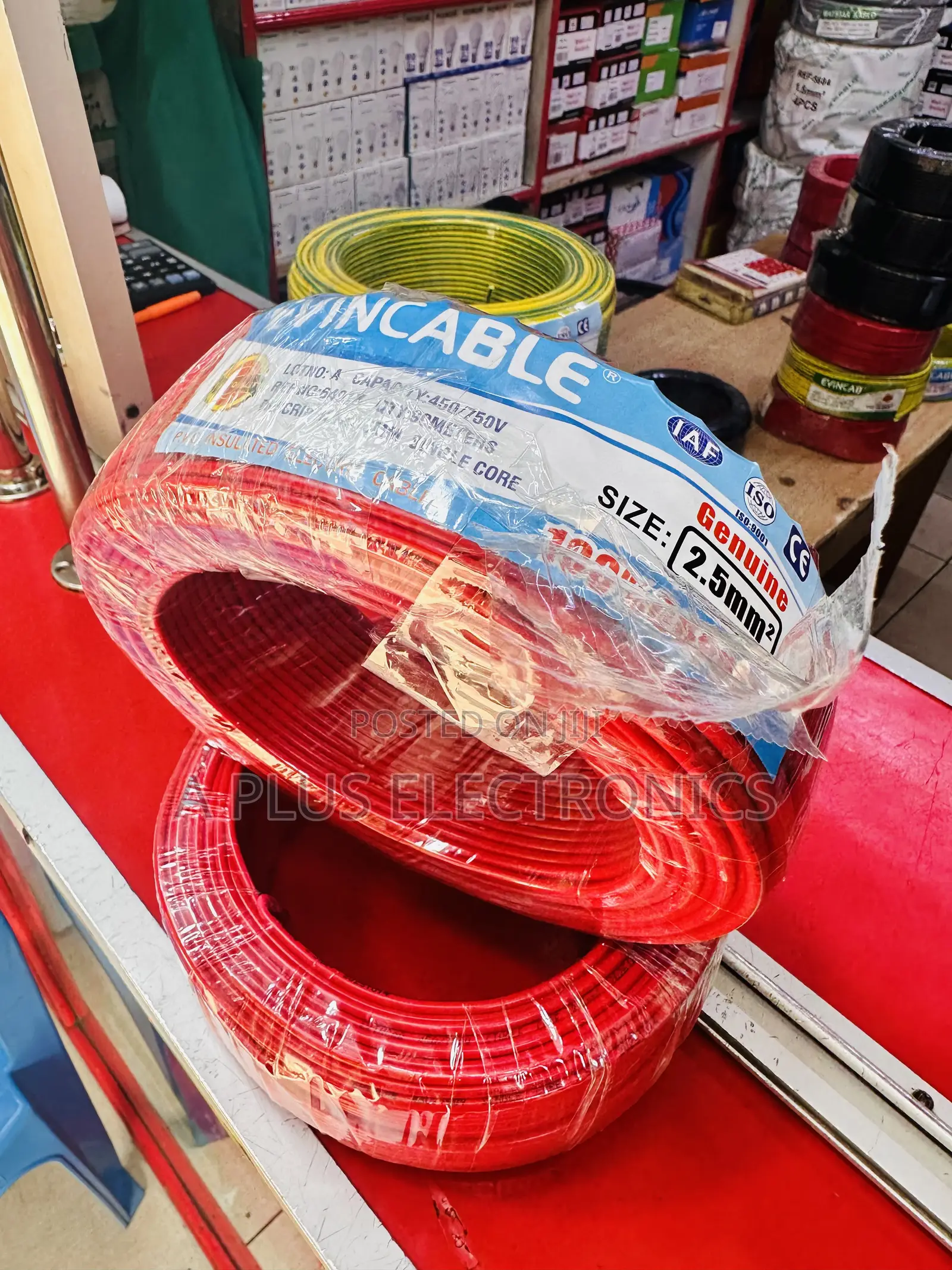 Premium Red Evincable 2.5mm Single Wiring Cable Strong Durable 90m