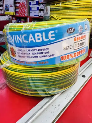 1.5mm Premium Green-Yellow Evincable Single Core Electric Wire – 90m
