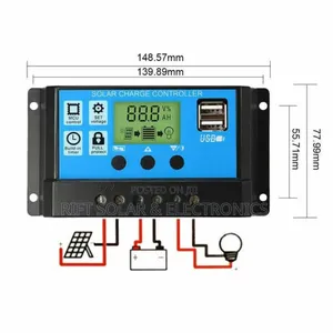 10 Amps Usb Solar Charger Controller for Upto 200w Solar Panel