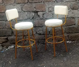 Modern Cream and Metal Kitchen Counter Stools.