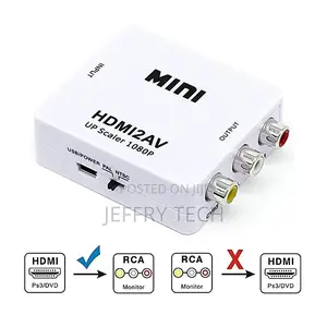 Universal 1080p Mini Hdmi to Rca Audio Video Av CVBS Hd Tv VCR VHS DVD