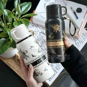 Black Flower Travel 600ml Vacuum Flask