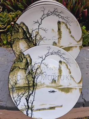 Green Patched Tree Plates Set Of 6 Pcs