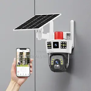 Full Color Night Vision 4g Dual Lens Lens Solar Camera Siren Alarm