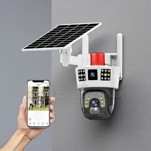 High Definition 3mp Hd 4g Dual Lens Lens Solar Camera Siren Alarm