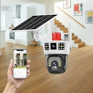 Pir Sensor Alarm 4g Dual Lens Solar Camera With Flashing Light Siren