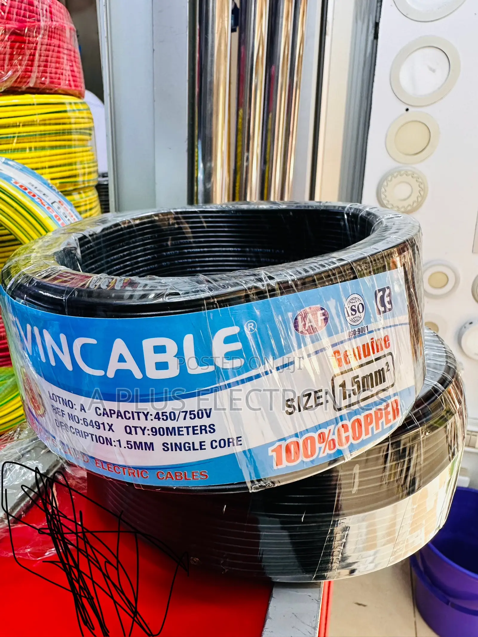 Black Evincable Single Core Cable 1.5mm | 90 Meters