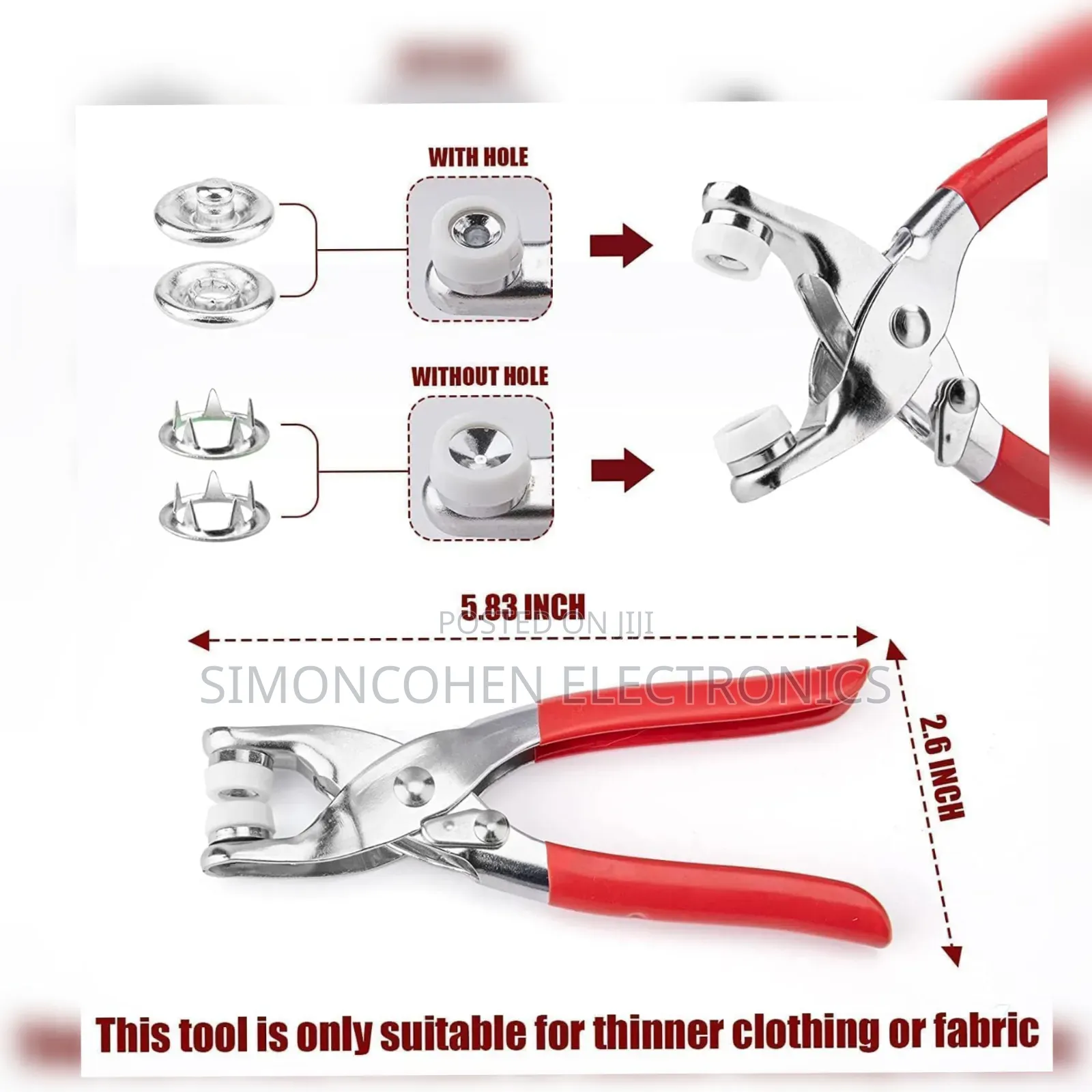 Metallic Snup Button Pliers + 100pc Button Set