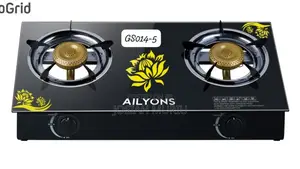 Ailyons 2‐Burner Tabletop Gas Cooker – Modern Glass Design