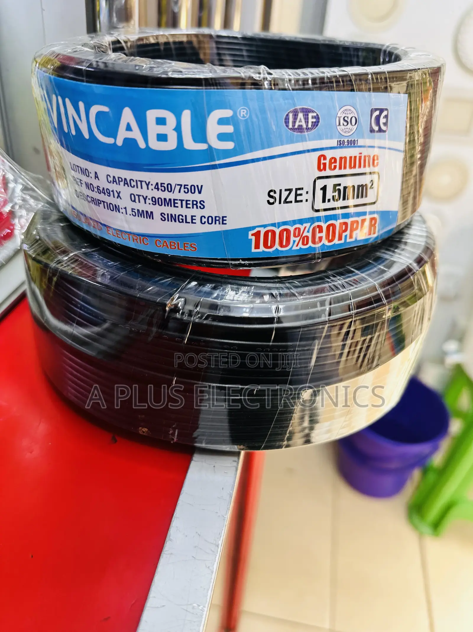 Black 1.5mm Evincable Single Core Electric Cable – 90m