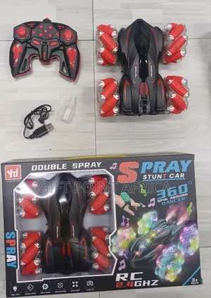 Remote Controlled Rechargeable Light Double Spray Stunt Car For Boys