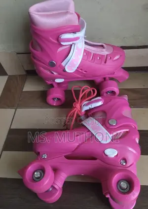 ( Beginners Friendly) Pink Adjustable Quad Roller Skates for Children