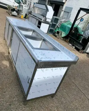 Stainless Steel Closed Double Bowl Sink With Cabinet