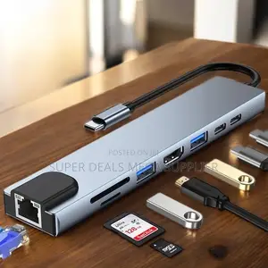 Heavy-Duty 8-in-1 Usb Type C Hub Dock With 1080p Hd and Ethernet Speed