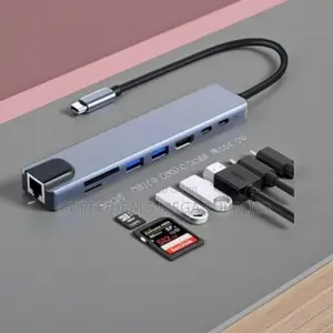 8-in-1 Usb Type- C Hub Adapter With Ultra Fast Data and 1080p Video