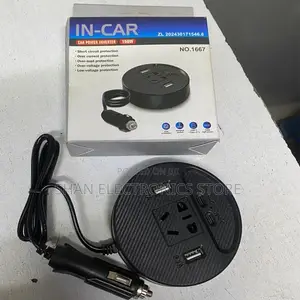 150w Car Extension -Dual Dc12v/24v to Ac 220v 2 Usb 2 Type-C 1 Sockets