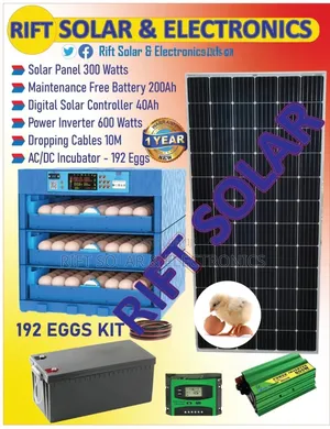 192 Eggs Incubator 300w Solar - 200ah Battery - 600 Watts Inverter