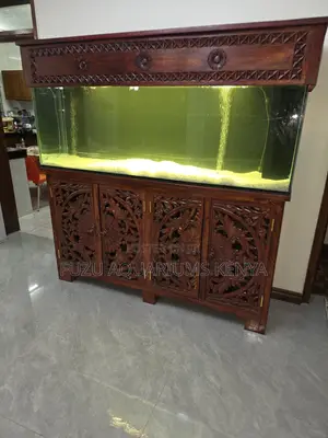 Luxury 4-Door Carved Wooden Aquarium Cabinet Hood