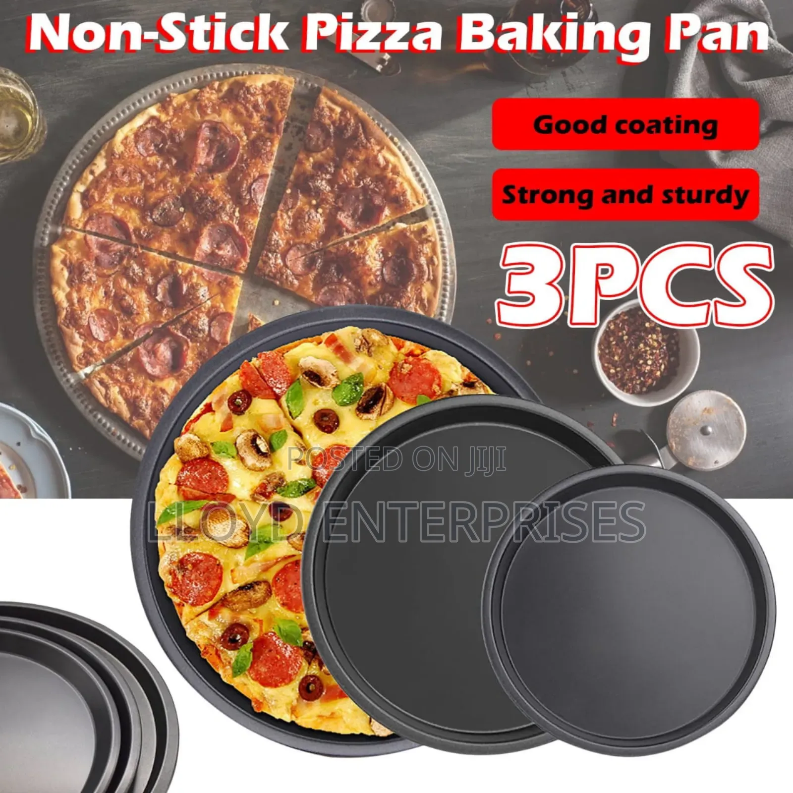 3 PCS Carbon Steel Pizza Pans