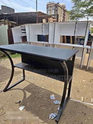 Metallic Office Desk With Book Shelf Layer