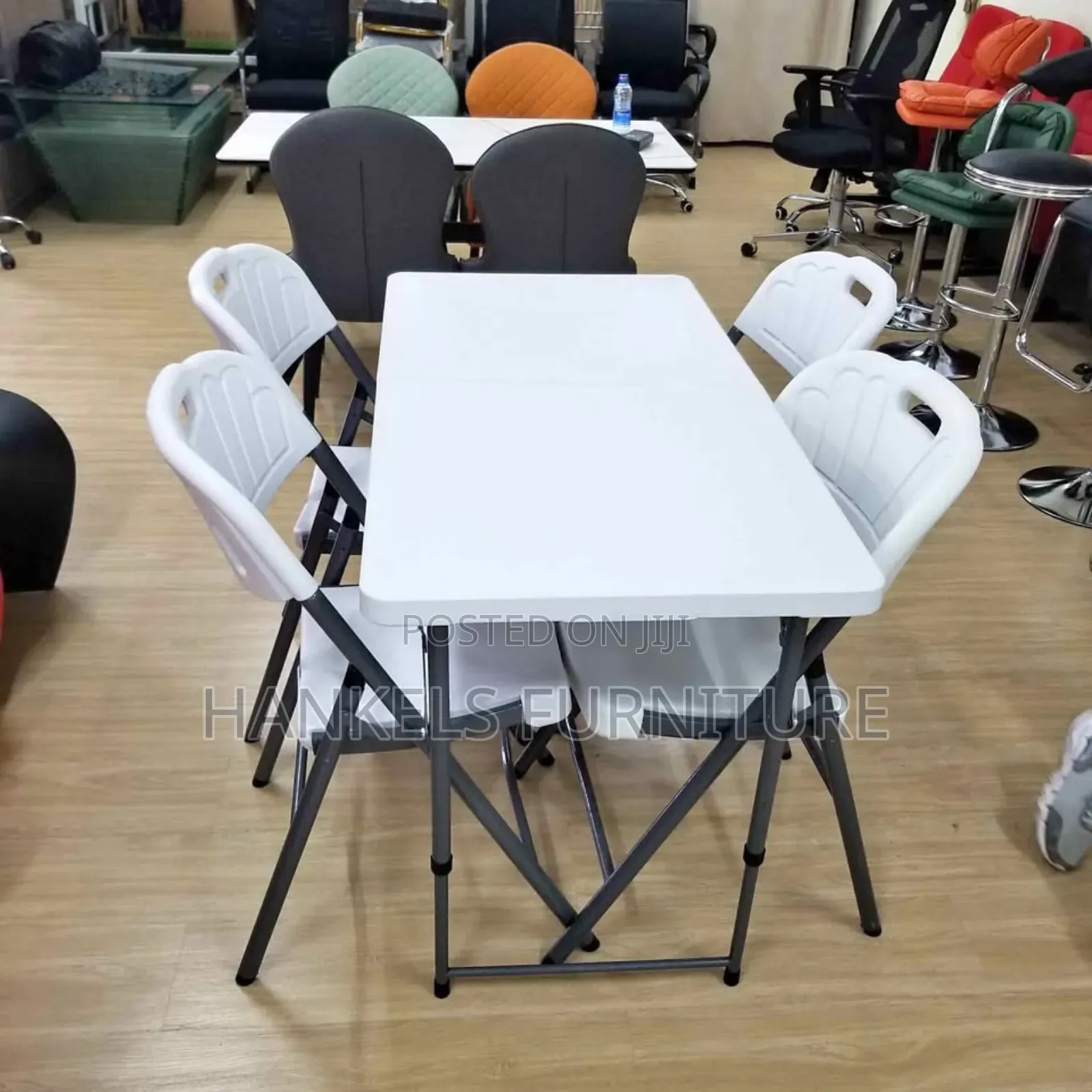 Elegant White 4-Seater Foldable Dining Set