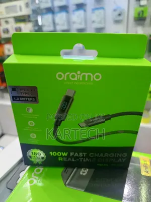 Oraimo 100w Type-C to Type-C Fast Charging Cable With Digital Display