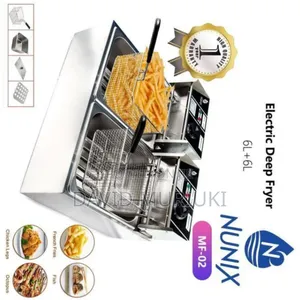 Nunix Double Tank 6+6lt Chips Stainless Steel Double Deep Fryer