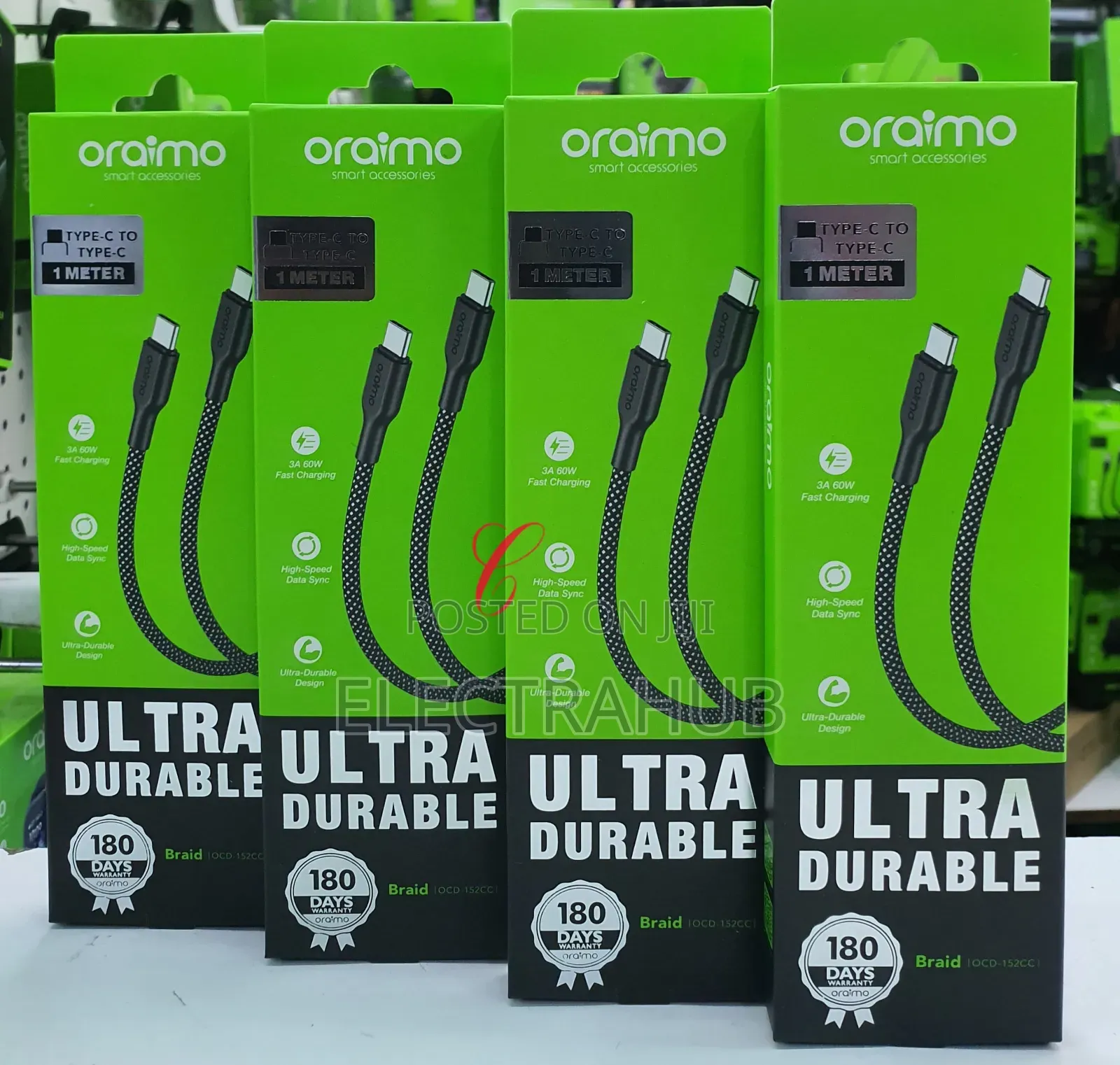 Oraimo Braided 60w Type C to Typec Braided 3a Fast Charging Data Cable