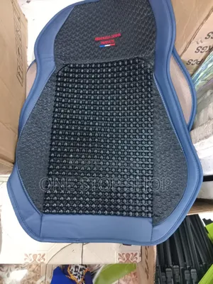 Driver Seat Blue Leather Beaded Seat Cover
