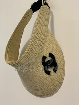 Chanel Straw Visor Hat in Beige and Brown